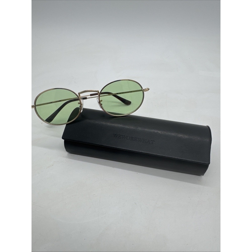 Weworewhat The Car Gold Round Green Lens Sunglasses 5-20/142 With Case